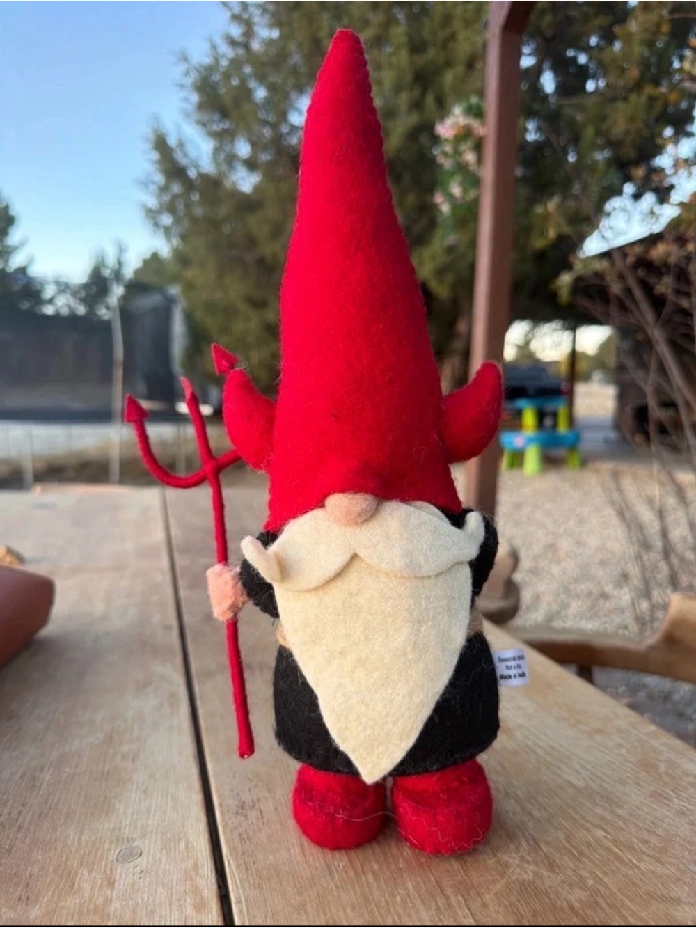 Red Gnome Plush Toy with Trident - Kids Toy